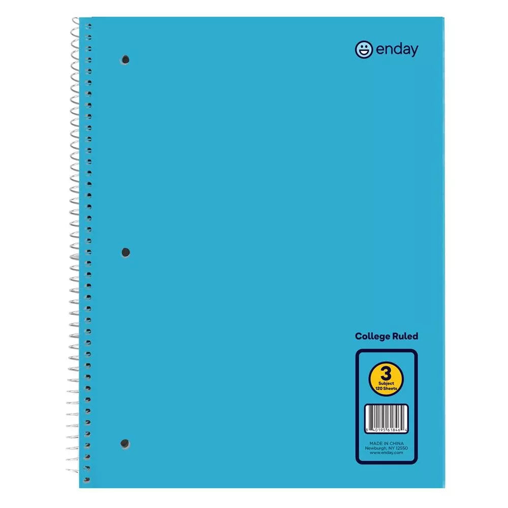 Spiral Notebook 3-Subject C/R 120 Ct.,