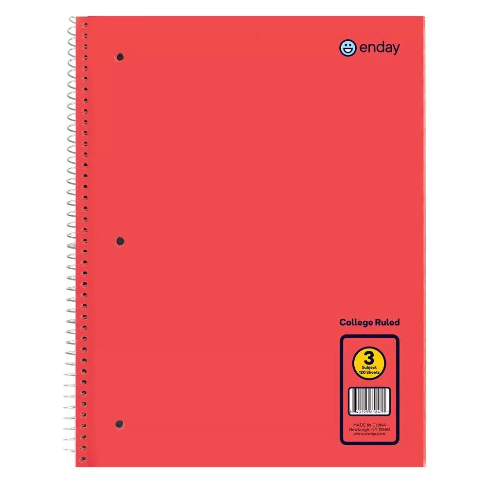 Spiral Notebook 3-Subject C/R 120 Ct.,