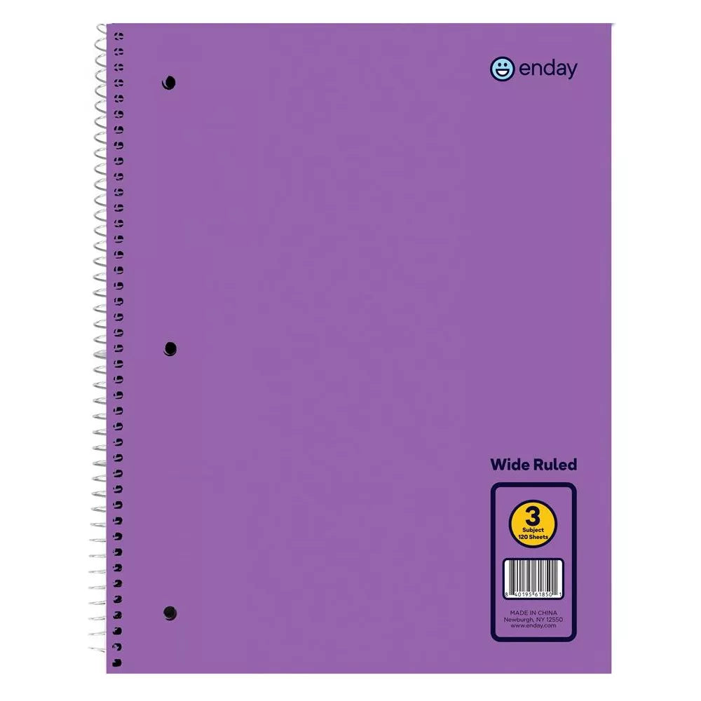 Spiral Notebook 3-Subject C/R 120 Ct.,