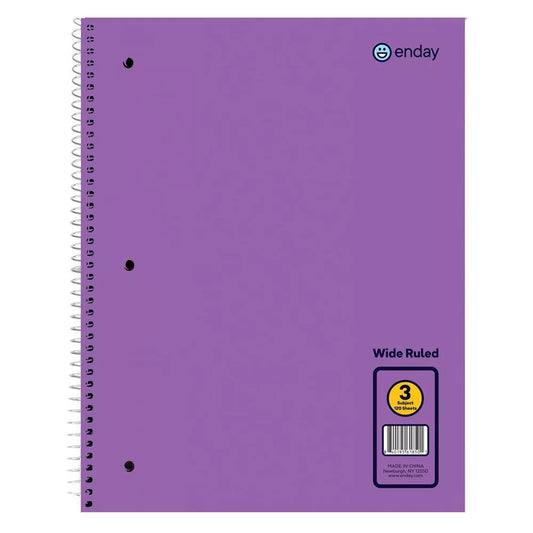Spiral Notebook 3-Subject C/R 120 Ct.,