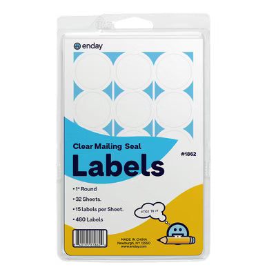 1" Clear Round Mailing Seals Labels - 480/Pack