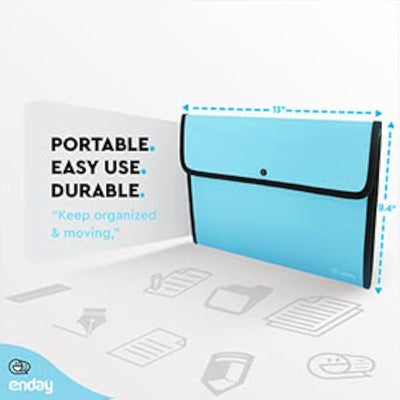 Square Flap Document Holder Blue, Expanding File Folder, A4 Letter Size Reusable Filling Envelopes, Snap Closure Wallet File Pouch Also Available in Pink, Purple, Green, Red, Grey, 1 Pcâ€“ by Enday