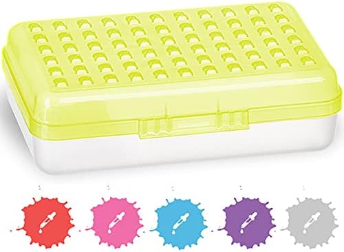 Enday Pencil Box Blue, Plastic Small Dots Pencil Case, School Storage Utility Supplies Box Organizer with Snap Closure for Kids and Adults Also Available in Pink, Grey, Purple, Red, Green, 1 PK