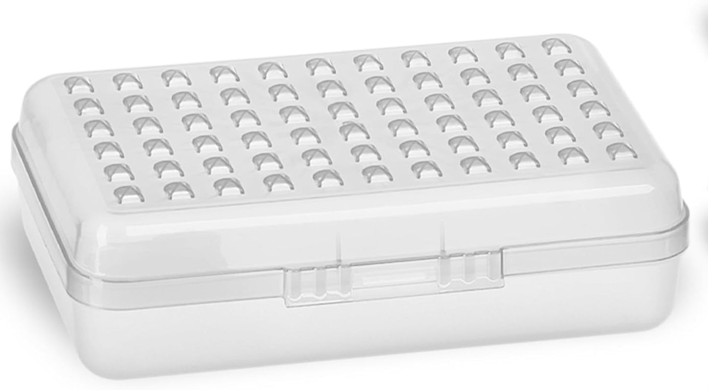 Enday Pencil Box Blue, Plastic Dots Pencil Case, Multipurpose Storage Utility Box Organizer with Snap Closure for Home and Office