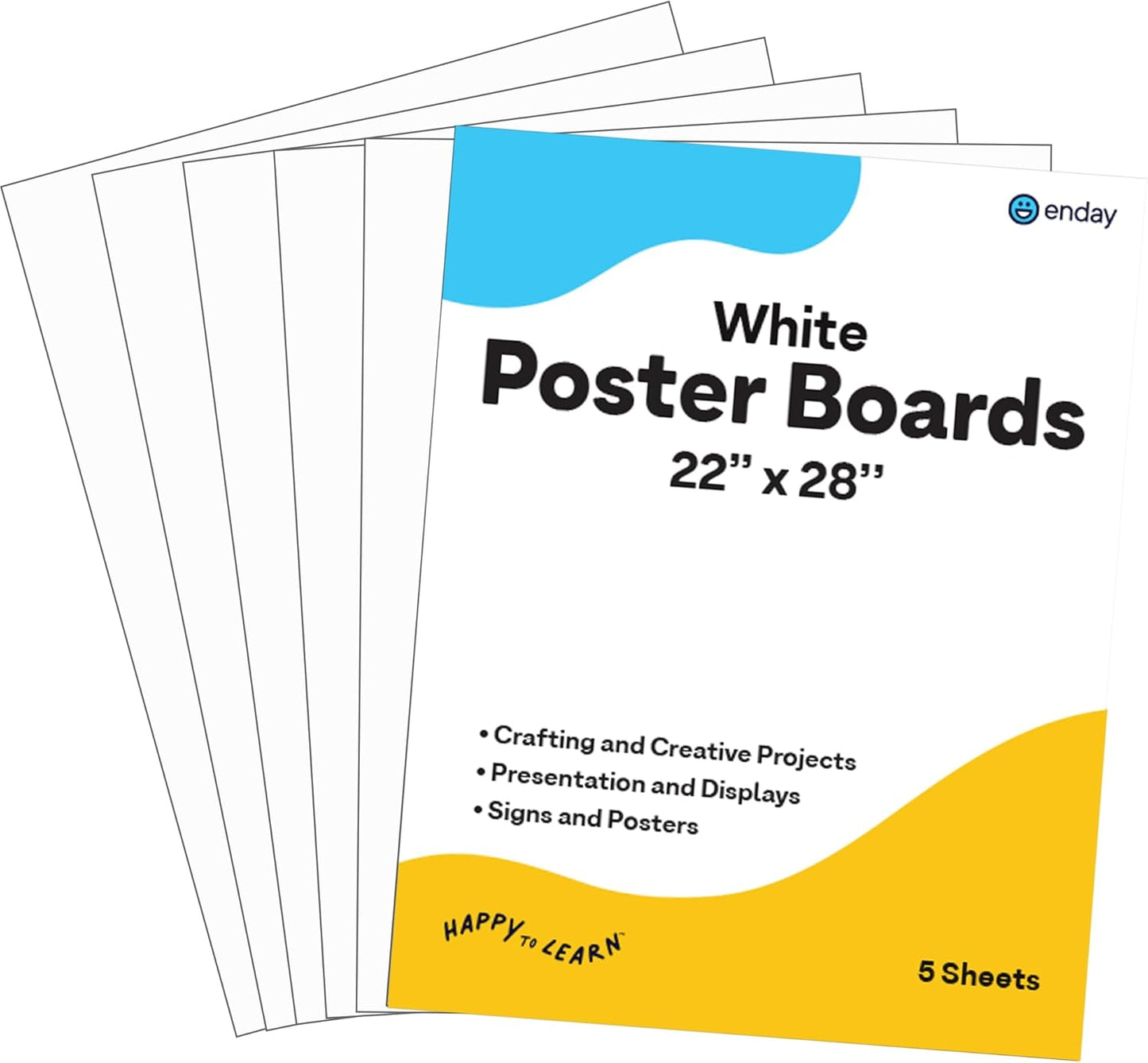 Emraw Poster Board Lightweight Craft Backing Boards for Presentations Office Sign Blank Painting Board Smooth Surface Poster Sheets for School Pack of 5 (Black)