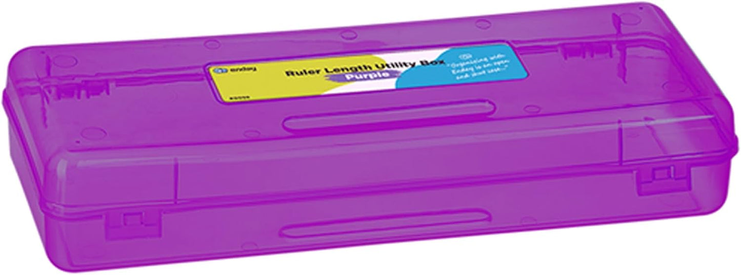 Enday Pencil Box Blue, Storage Organizer Utility Box, Multipurpose Long Ruler Length School Office Supplies Plastic Pencil Case for Kids & Adults Available in Red, Pink, Grey, Purple, Green, 1PK