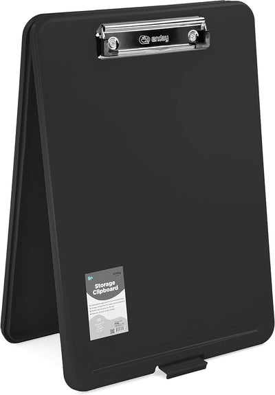 Clipboard with Storage Black, Letter Size Storage Clipboard with Compartments Case for Nurse Teachers Plastic Translucent Holds 100 Sheets Also Avail. in Green, Purple, Pink, Red, Blue, Grey-by Enday