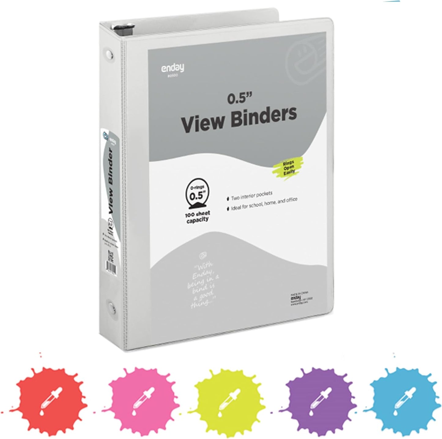 3 Ring Binder Clear View Cover with 2 Inside Pockets, Colored School Supplies Office and Home Binders – by Enday