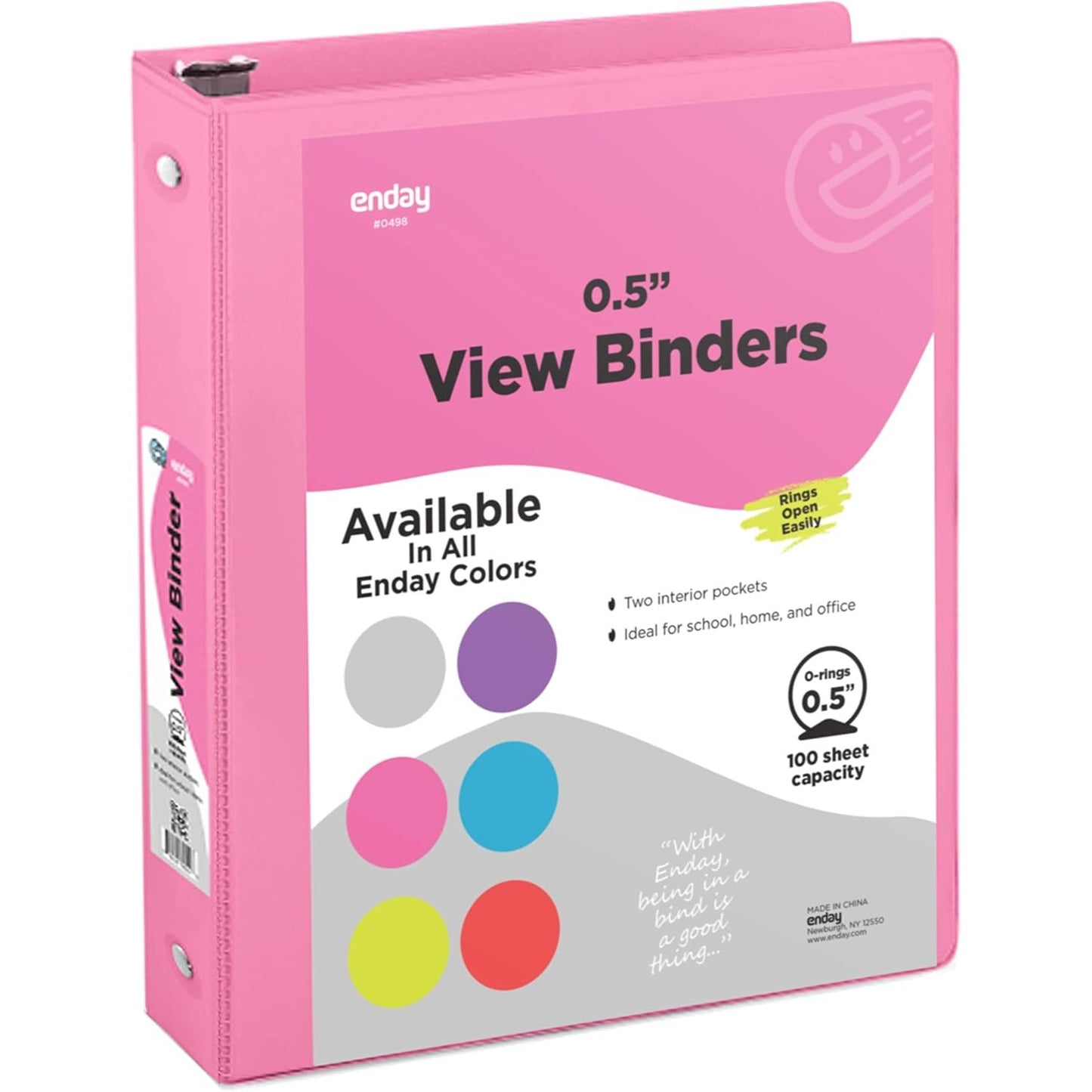 1 Inch 3 Ring Binder 1â€ Binder Black Clear View Cover with 2 Inside Pockets, Colored School Supplies Office and Home Binders â€“ by Enday