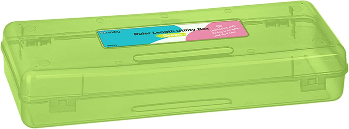 Enday Pencil Box Blue, Storage Organizer Utility Box, Multipurpose Long Ruler Length School Office Supplies Plastic Pencil Case for Kids & Adults Available in Red, Pink, Grey, Purple, Green, 1PK