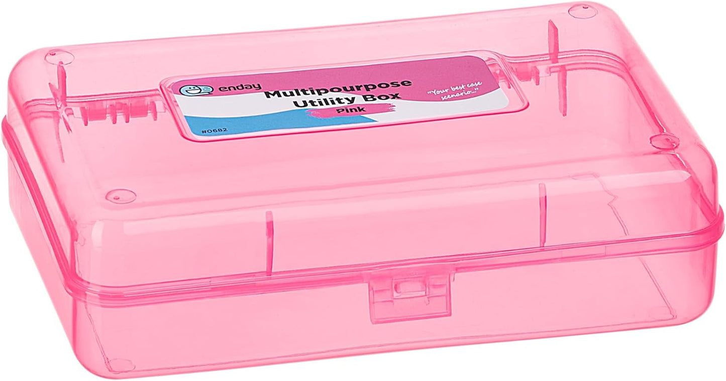 Enday Pencil Box Blue, Plastic Dots Pencil Case, Multipurpose Storage Utility Box Organizer with Snap Closure for Home and Office