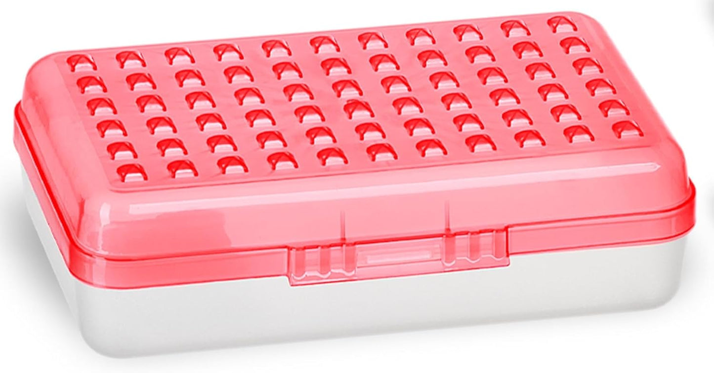 Enday Pencil Box Blue, Plastic Small Dots Pencil Case, School Storage Utility Supplies Box Organizer with Snap Closure for Kids and Adults Also Available in Pink, Grey, Purple, Red, Green, 1 PK
