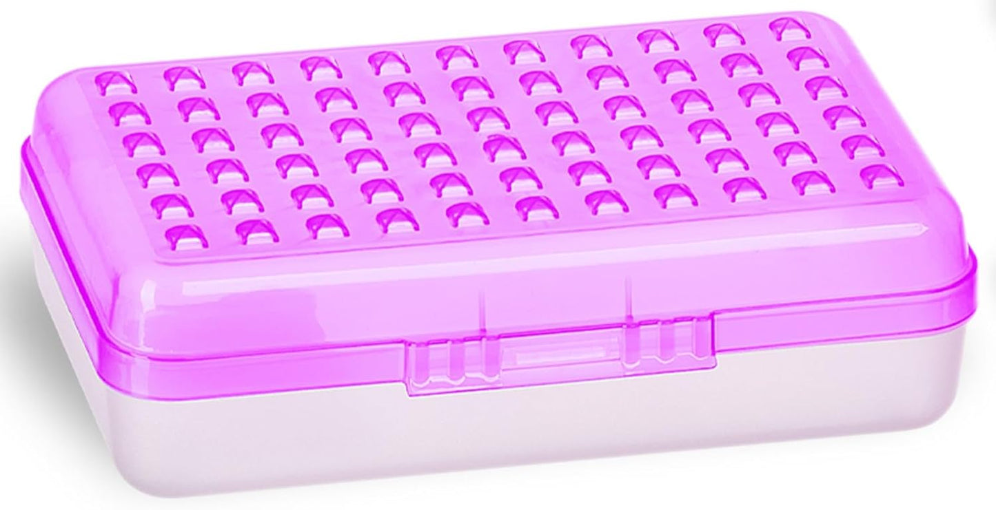 Enday Pencil Box Blue, Plastic Small Dots Pencil Case, School Storage Utility Supplies Box Organizer with Snap Closure for Kids and Adults Also Available in Pink, Grey, Purple, Red, Green, 1 PK