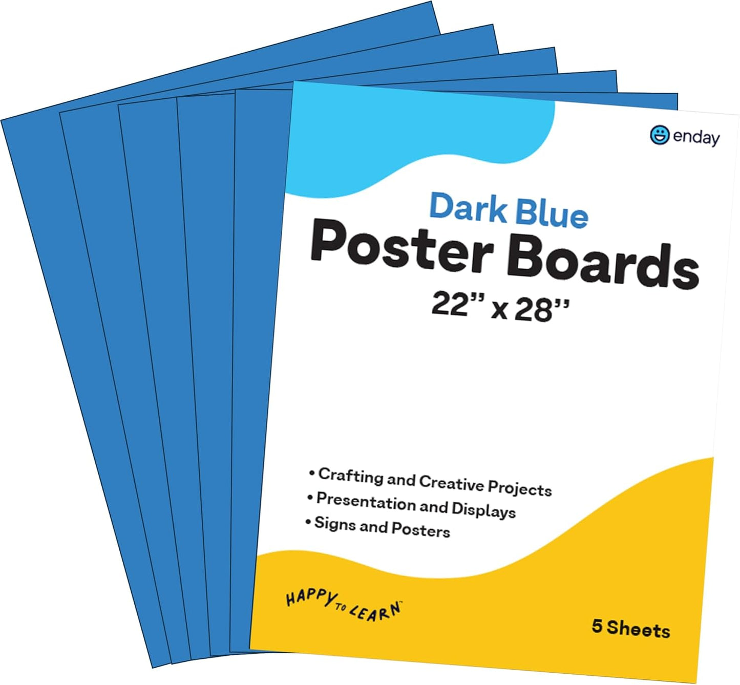 Emraw Poster Board Lightweight Craft Backing Boards for Presentations Office Sign Blank Painting Board Smooth Surface Poster Sheets for School Pack of 5 (Black)