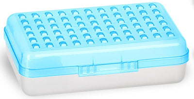 Enday Pencil Box Blue, Plastic Dots Pencil Case, Multipurpose Storage Utility Box Organizer with Snap Closure for Home and Office