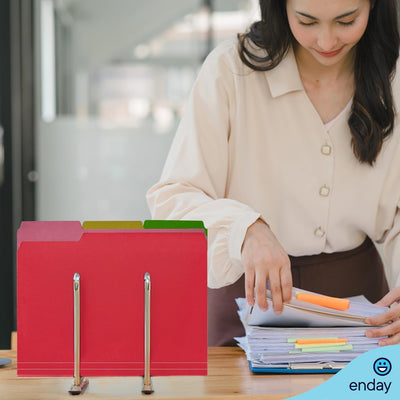 Enday Colored File Folders Letter Size (100 Pack) 12 Assorted Colors, 1/3 Cut Tabs Color File Folders, Two Tone Colored Folders for School Home Office Documents Organization