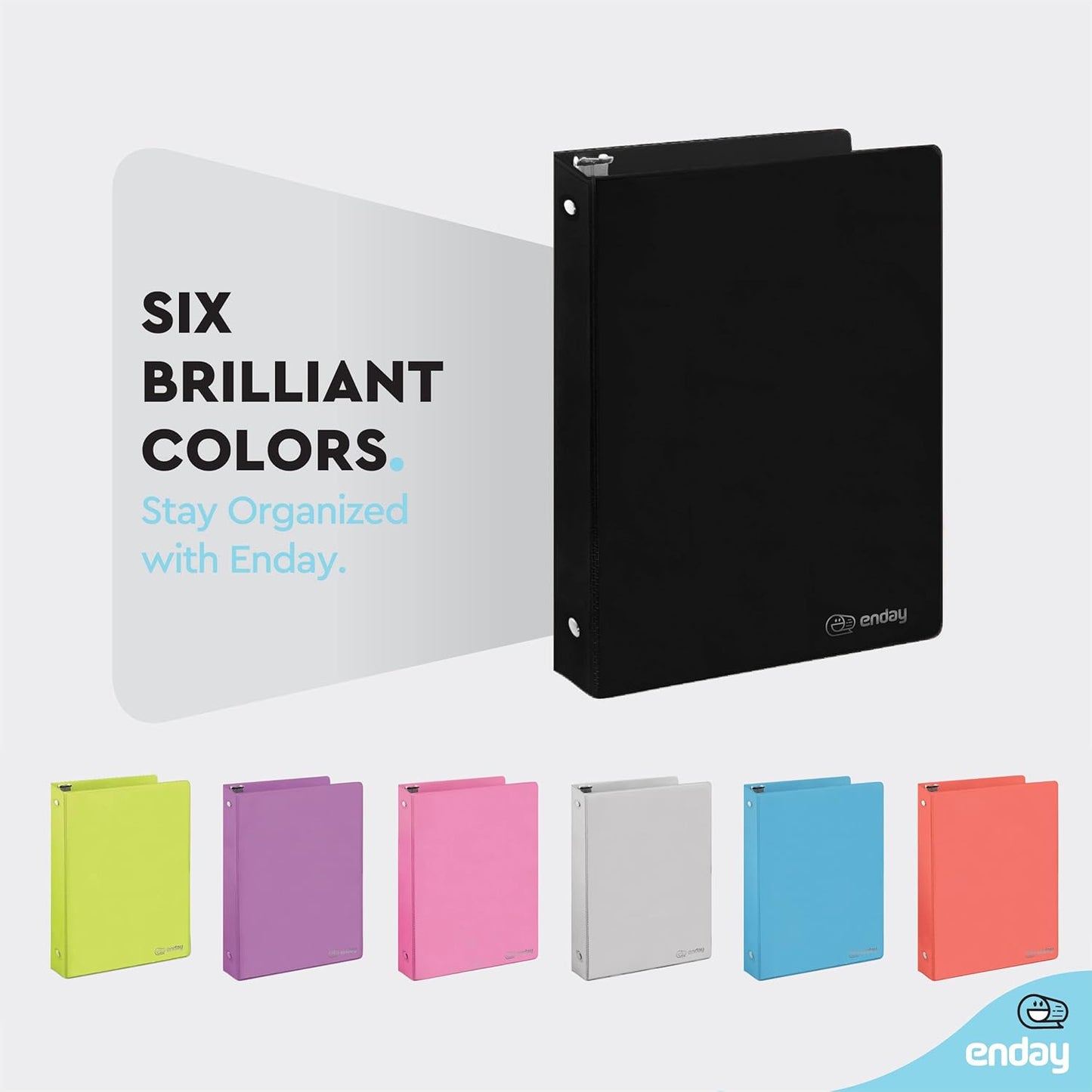 1 Inch 3 Ring Binder 1â€ Binder Black Clear View Cover with 2 Inside Pockets, Colored School Supplies Office and Home Binders â€“ by Enday