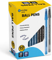 Ballpoint Pens Bulk (60 Pack) 30 Black & 30 Blue - Medium Point