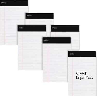 Enday Small Note Pads 5x8 Legal Pads, Legal Ruled Writing Pad with Perforated Pages, White Paper Jr. Legal Note Pads for Work and Note-Taking, 30 Sheets Per Notepad, 6 Pack