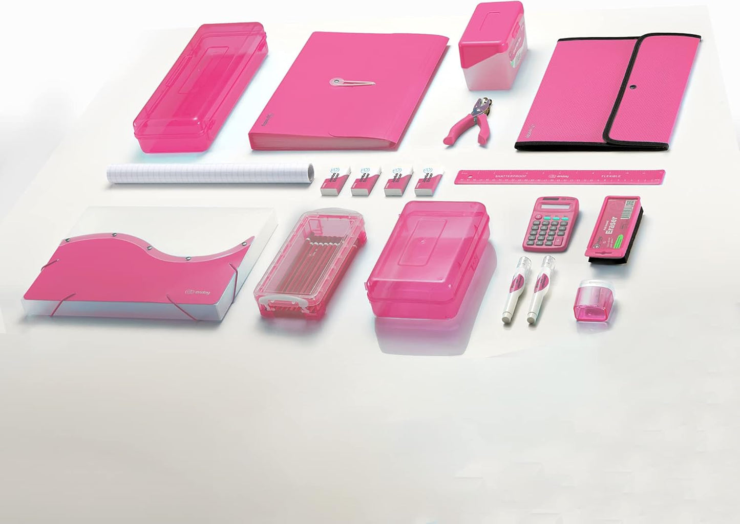 1 Inch Binders 3 Ring, 1” Soft Plastic Flexible Cover Round Ring with a Pocket Binder, Holds 175 Sheets, Binders for Home and School Supplies in Purple, Red, Pink and Grey (Pack of 4) – by Enday