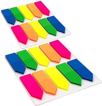 Emraw Colorful Sticky Arrow Flags Page Markers Index Tabs, 0.5" X 1.7" Neon Bright Colored Self Stick Removable Stick It Indexing Flags - Pack of 20 Pads (500 Sheets)