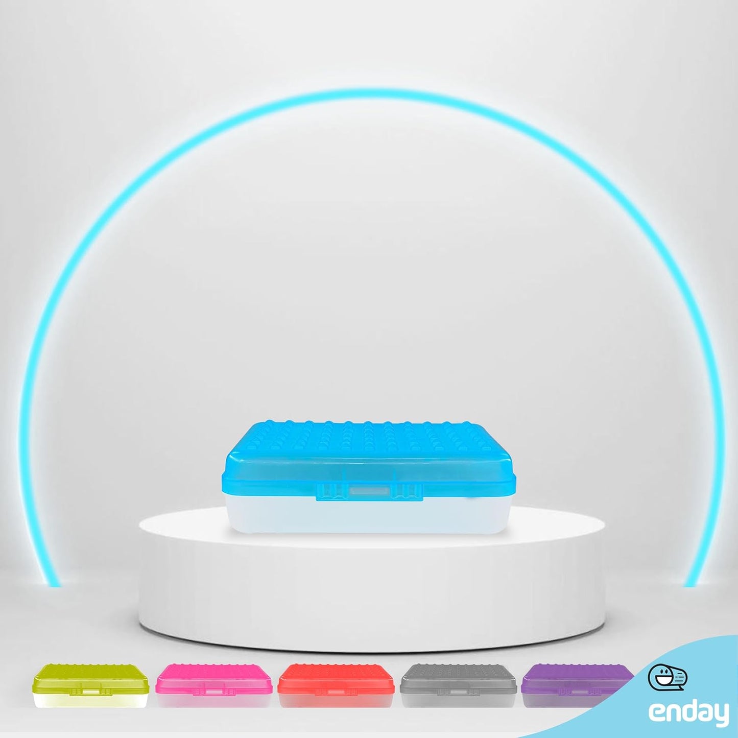 Enday Pencil Box Blue, Plastic Dots Pencil Case, Multipurpose Storage Utility Box Organizer with Snap Closure for Home and Office