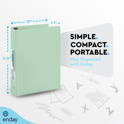 Enday Binders Pastel 3 Ring Binder, Clear View Cover for Letter Size 8.5 x 11'' Paper & 2 Inside Pockets, Ideal for School Supplies, Office, and Home (select inch size)