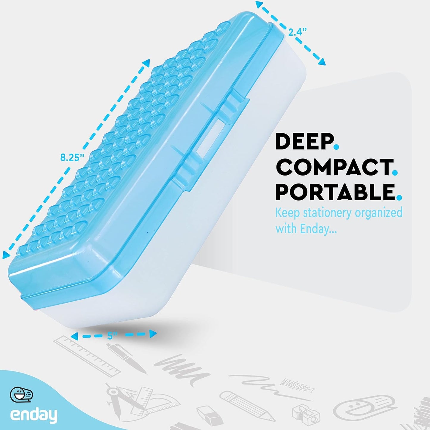 Enday Pencil Box Blue, Plastic Dots Pencil Case, Multipurpose Storage Utility Box Organizer with Snap Closure for Home and Office