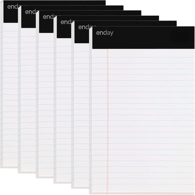Emraw White Jr. Perforated Edge Legal Ruled Universal 50 Sheets Letter Writing Pad- 50 Ct. 5" x 8" inch (Pack of 6)