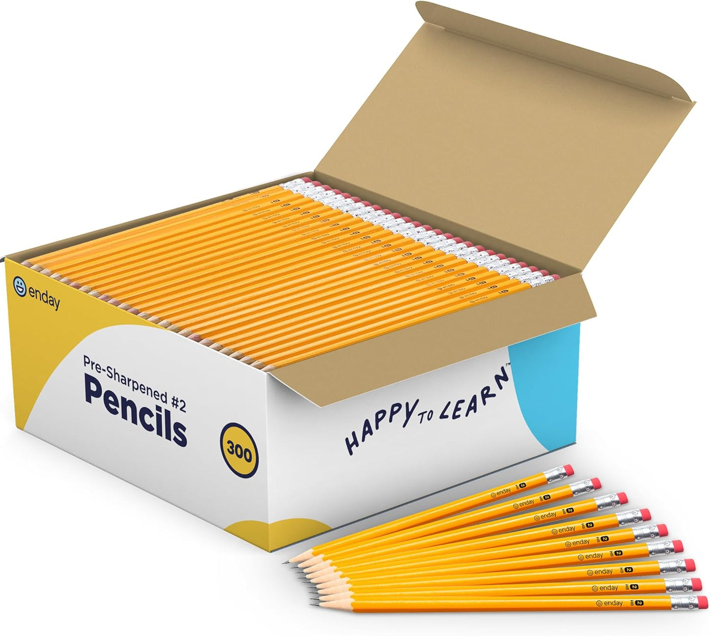 Enday #2 Pencils Bulk - 144 Pack - Pre-sharpened pencils #2 Wood-Cased Yellow Sharpened Pencils for Kids with Latex-Free Eraser Top for Office and Classroom Supplies.