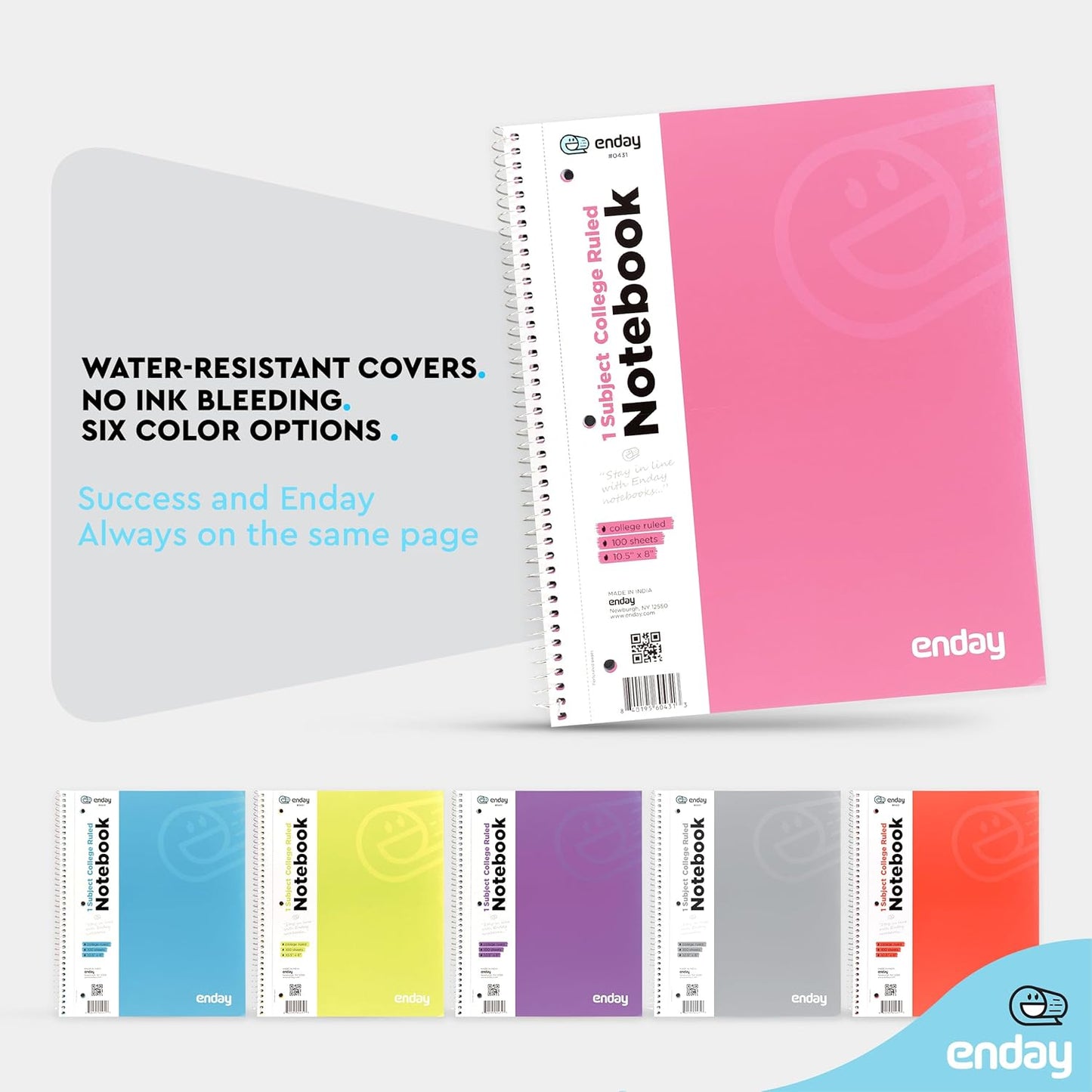 Enday Spiral Notebook College Ruled (4 Pack) Pink, Red, Blue, Purple 1 Subject Spiral Notebook, College Ruled Notebook Paper, Journal Notebook for School, Home & Office