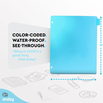 Binder Dividers with Tabs, 5 Dividers for 3 Ring Binder Standard Index Folder Dividers, Plastic Multicolor Dividers with White Insertable Tabs â€“ by Enday (5-Tab, 1 Pack)