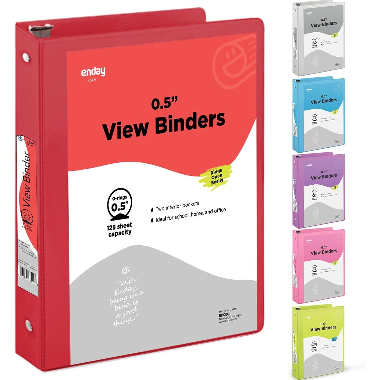 1 Inch 3 Ring Binder 1â€ Binder Black Clear View Cover with 2 Inside Pockets, Colored School Supplies Office and Home Binders â€“ by Enday