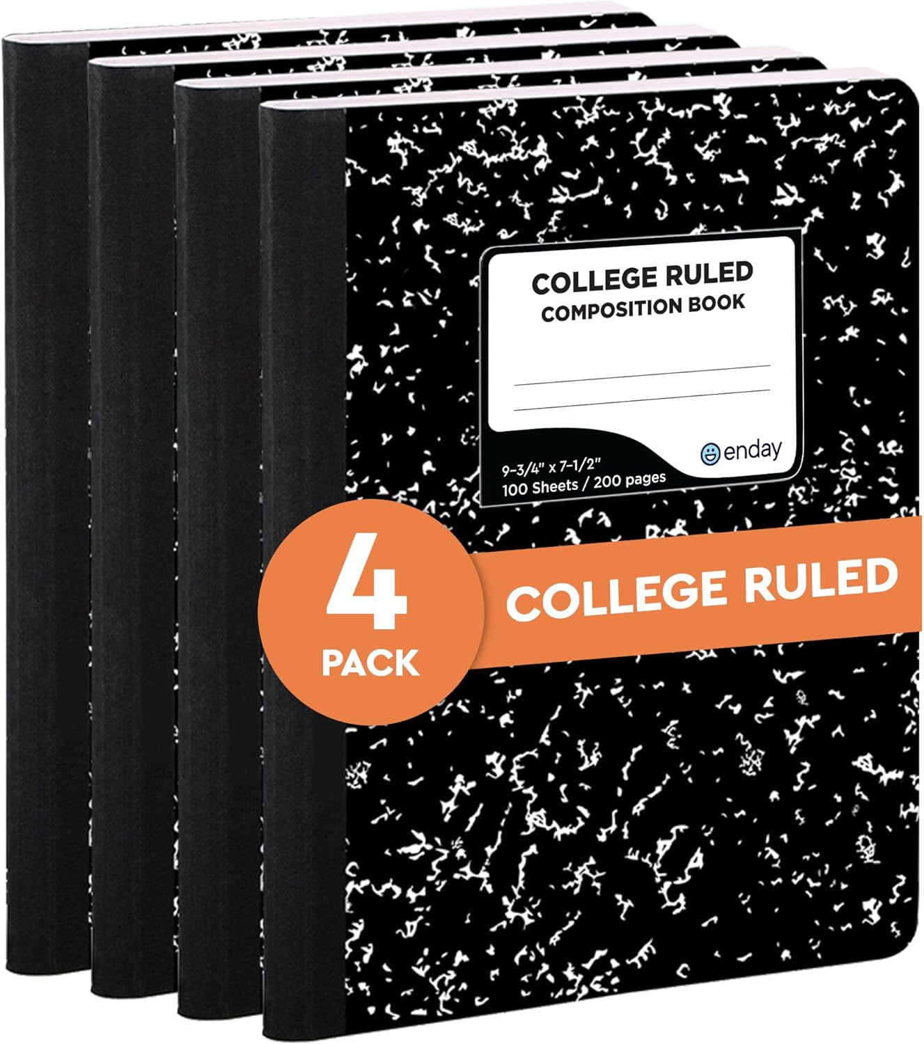 Emraw Composition Notebook College Ruled (2 Pack) Hard Cover Marble composition notebook, 100 Sheets, College ruled composition notebooks, White Paper Composition books, Black and white composition notebook