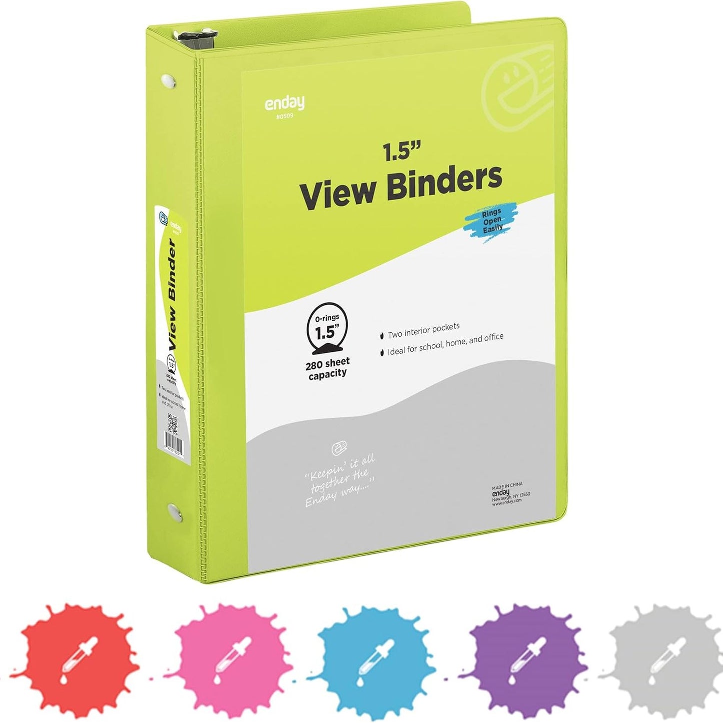 1 Inch 3 Ring Binder 1â€ Binder Black Clear View Cover with 2 Inside Pockets, Colored School Supplies Office and Home Binders â€“ by Enday