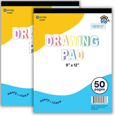 Emraw 9" x 12" Sketch Book For Kids (2 Pack) 50 Sheets Drawing Paper For Kids, Premium Paper Quality Sketch Pad For Kids, Doodle Pad - Coloring Art Pads for Kids.