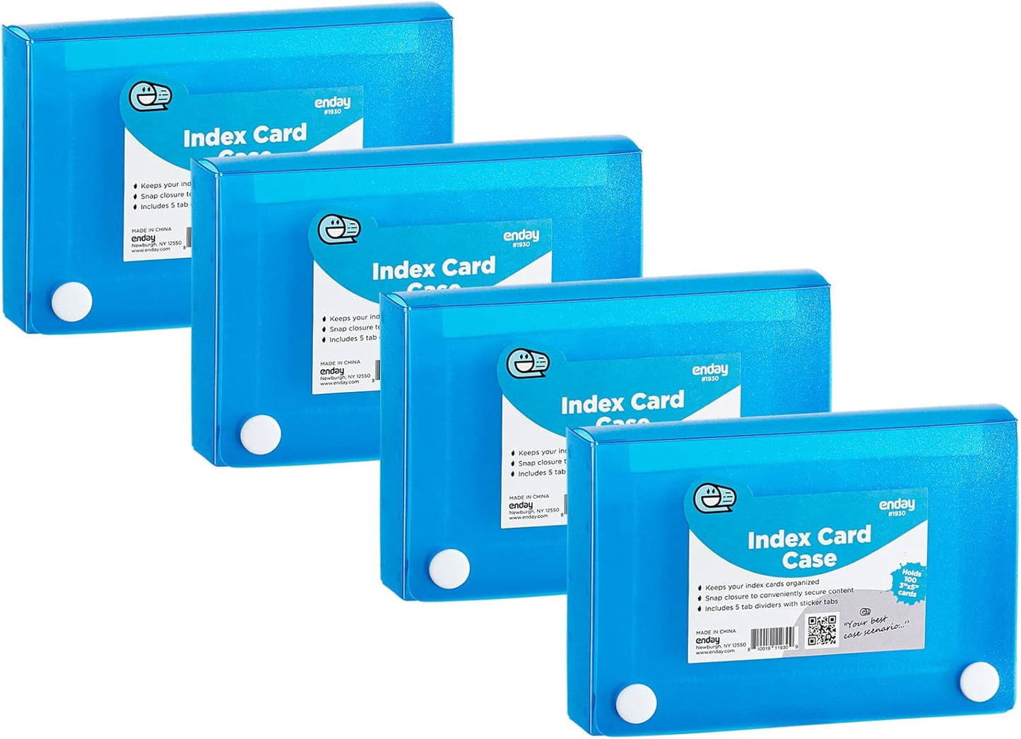 Index Card Holder Blue, 3x5 Note Flash Card Organizer Case, File Box with 5 Dividers, Notecard Box Holds 100 Cards, Also Available in Red, Purple, Green, Pink, Grey, 1 Pack â€“ By Enday