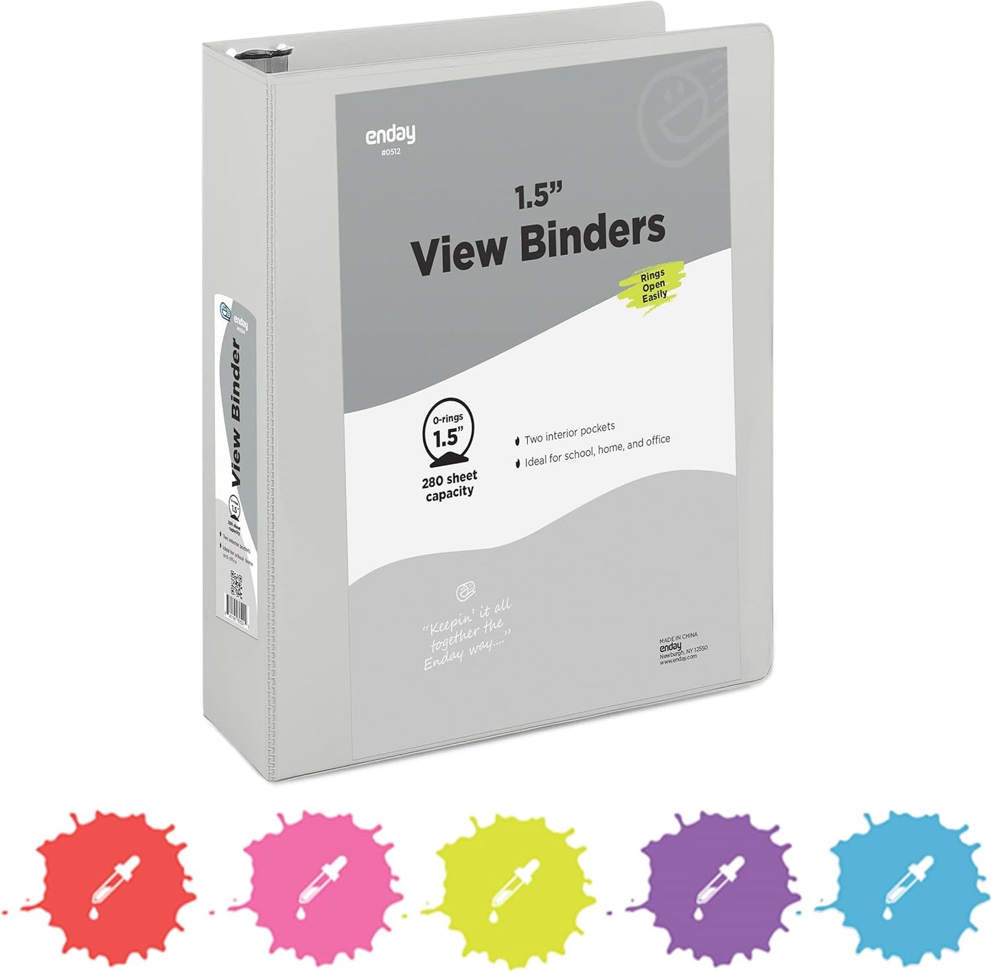 3 Ring Binder Clear View Cover with 2 Inside Pockets, Colored School Supplies Office and Home Binders – by Enday