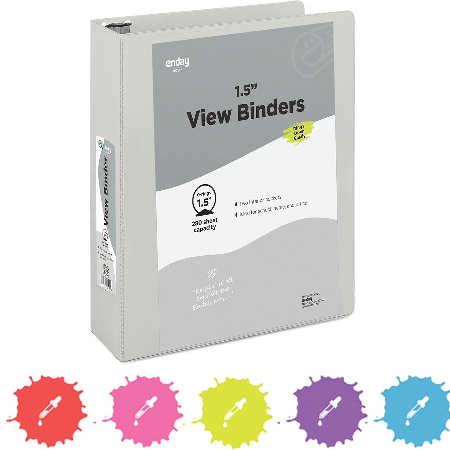 1 Inch 3 Ring Binder 1â€ Binder Black Clear View Cover with 2 Inside Pockets, Colored School Supplies Office and Home Binders â€“ by Enday