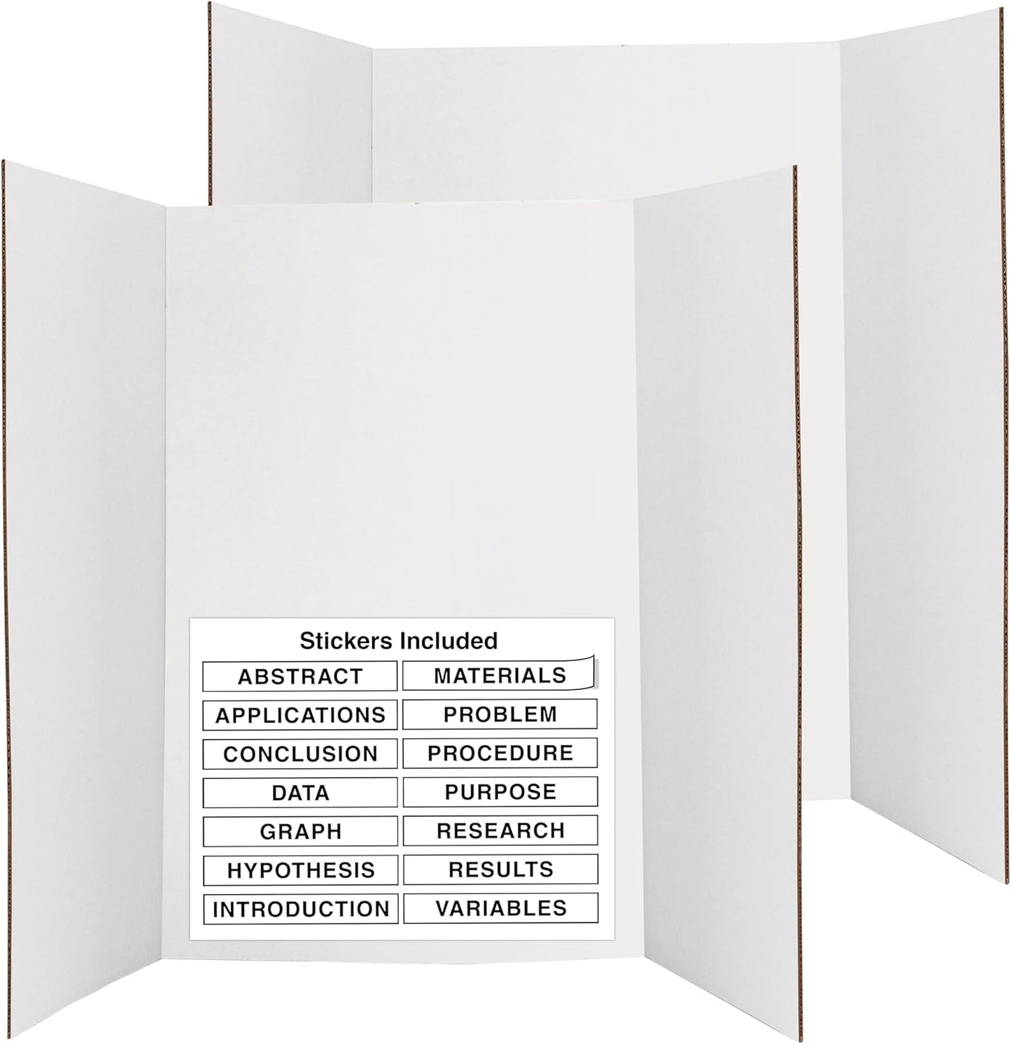 White Trifold Presentation Board 36" x 48" (Pack of 2) Self-Adhesive Science Subtitles Included - Display Exhibition Board Lightweight and Portable with Smooth Surface - By Emraw