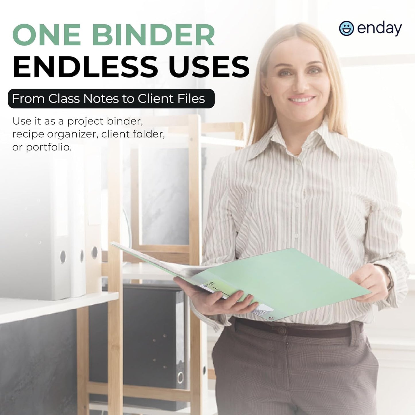 Enday 3 Ring Binder 1.5 inch (4 Pack) Pastel Flexible Binders Round Ring with Pocket, Holds 280 Sheets, for Home and School Supplies in Blue, Purple, Pink and Green – by Enday