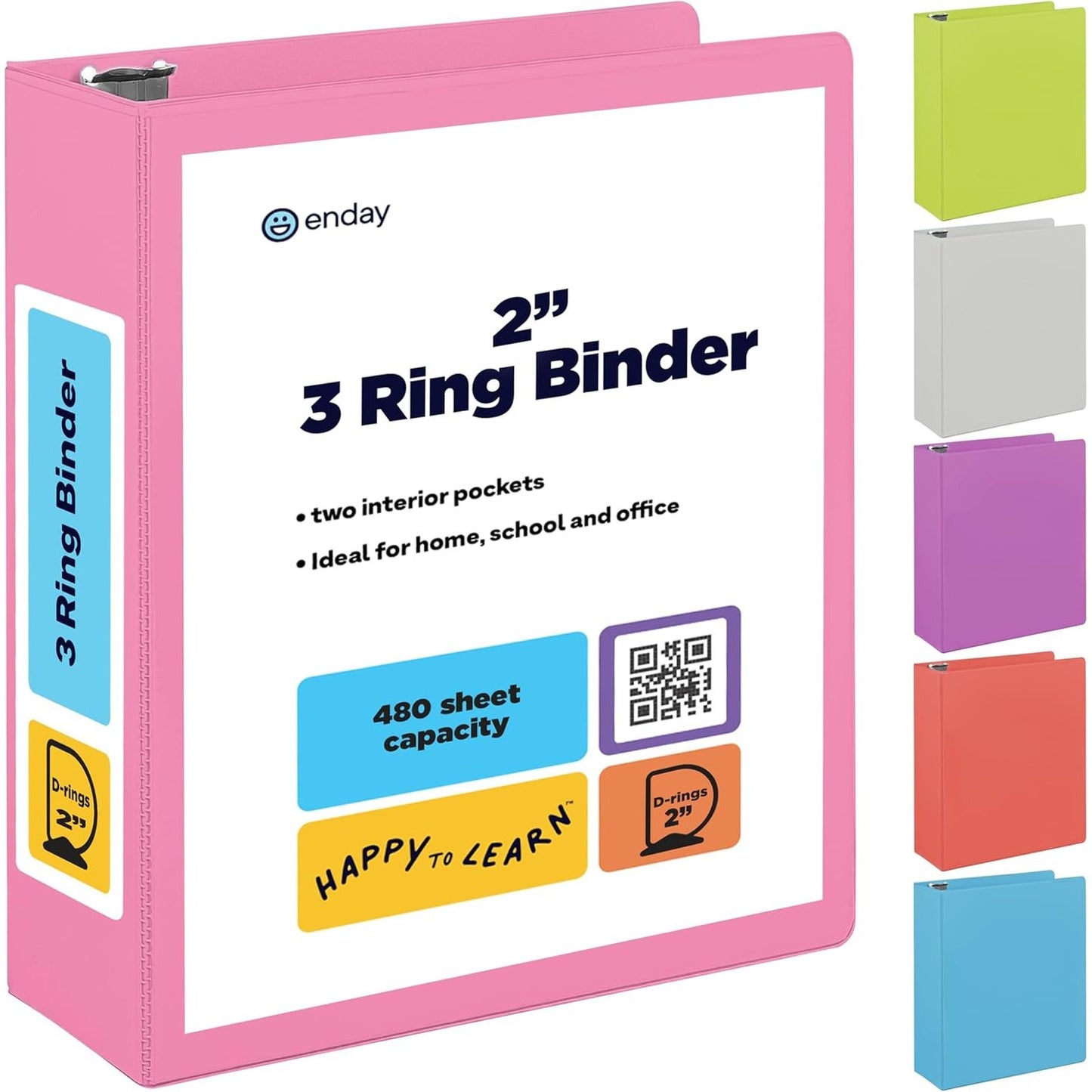 1 Inch 3 Ring Binder 1â€ Binder Black Clear View Cover with 2 Inside Pockets, Colored School Supplies Office and Home Binders â€“ by Enday