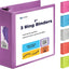 3 Ring Binder Clear View Cover with 2 Inside Pockets, Colored School Supplies Office and Home Binders – by Enday