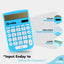 Enday Solar Powered 12-Digit Calculator - Blue, Large Display, Perfect for Office & School