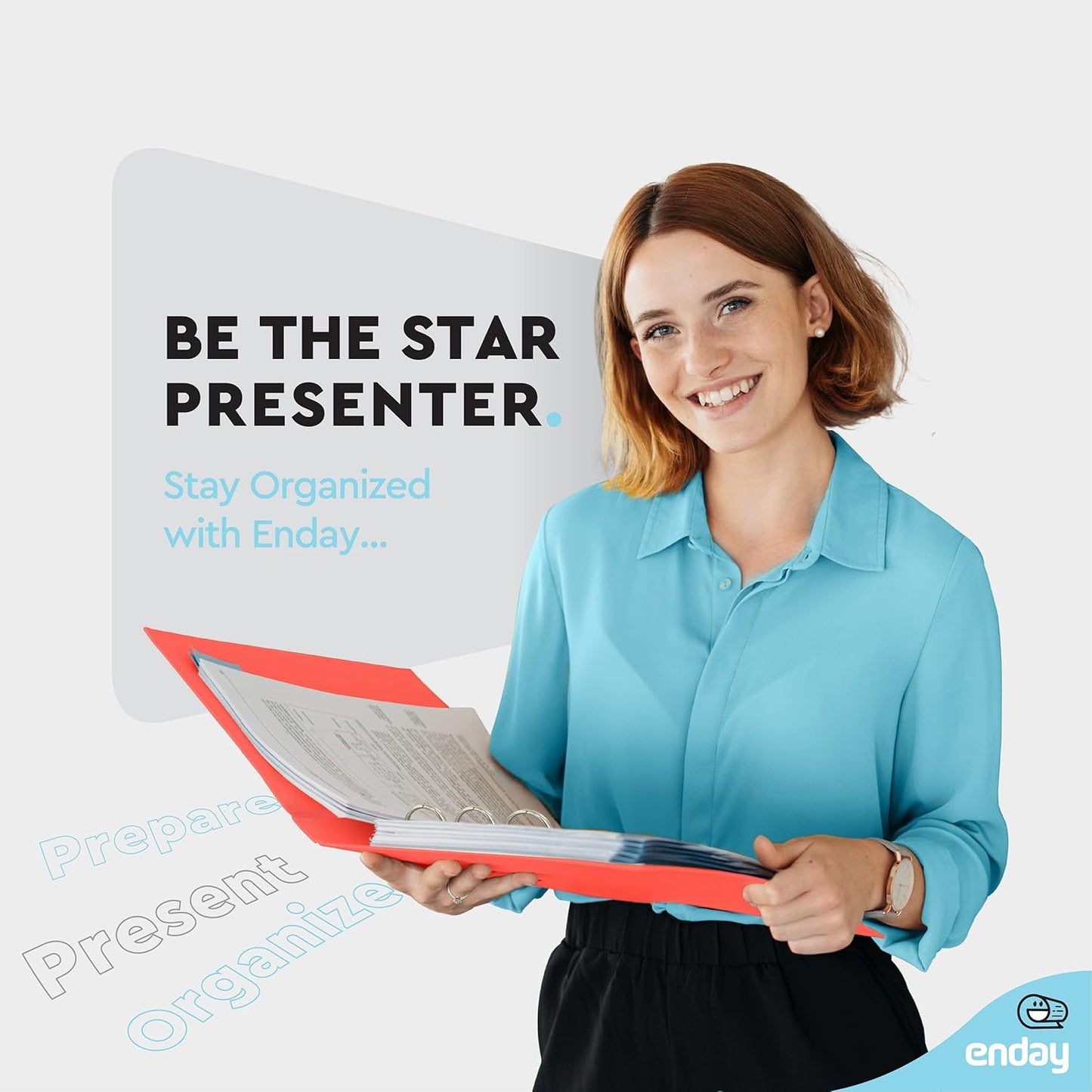 3 Ring Binder Clear View Cover with 2 Inside Pockets, Colored School Supplies Office and Home Binders – by Enday