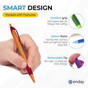 Enday Pens Bulk (75 Pack), Retractable Ball Point Pens Black Ink,