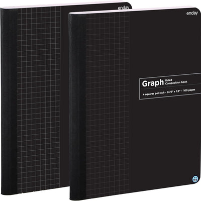 Enday Graph Paper Composition Notebook, Hard Cover Graphing Notebooks, 4 Squares Per Inch Premium Quad Ruled Notebook, 100 Sheets Graphing Notebook for school Journal and Office (2 Pack)