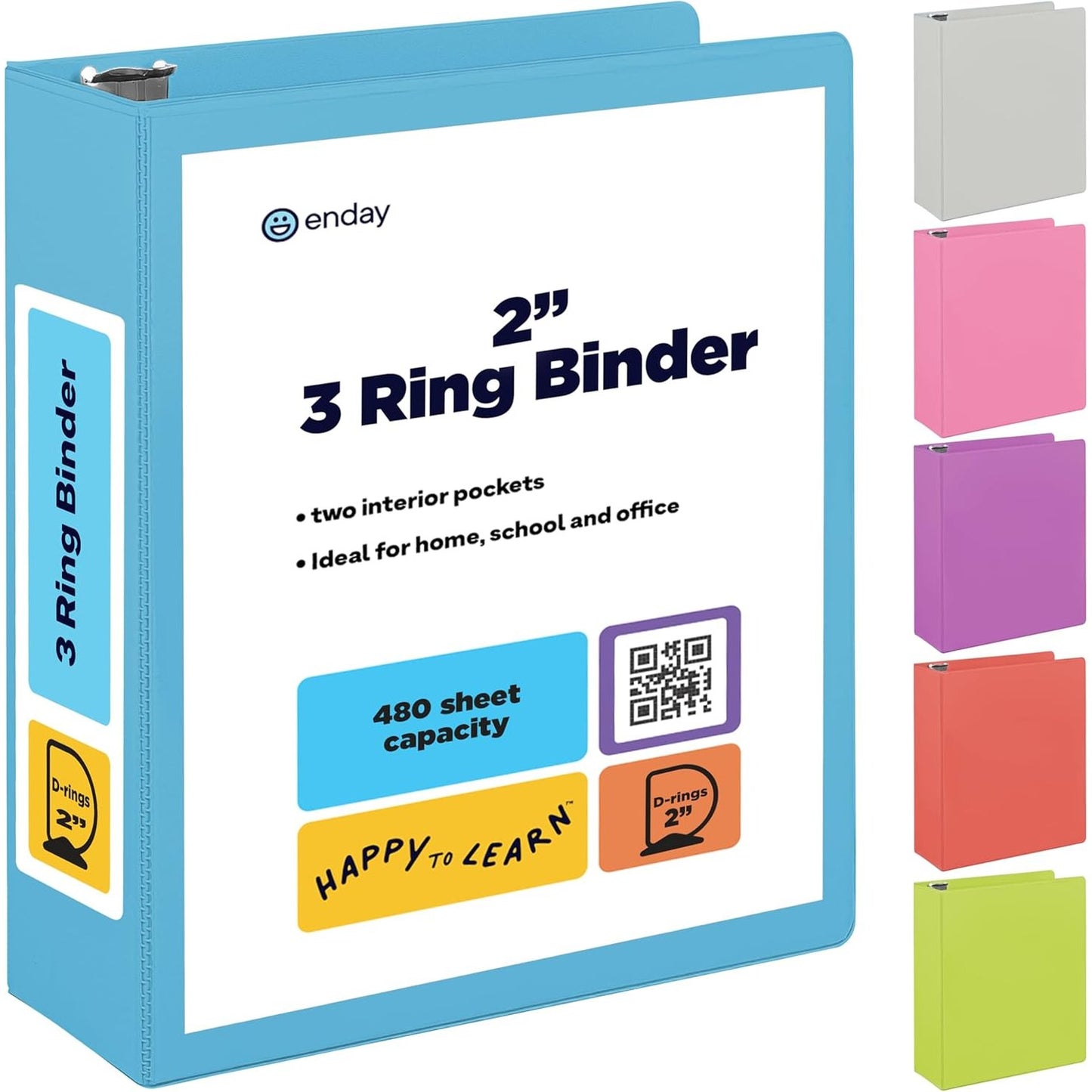 1 Inch 3 Ring Binder 1â€ Binder Black Clear View Cover with 2 Inside Pockets, Colored School Supplies Office and Home Binders â€“ by Enday