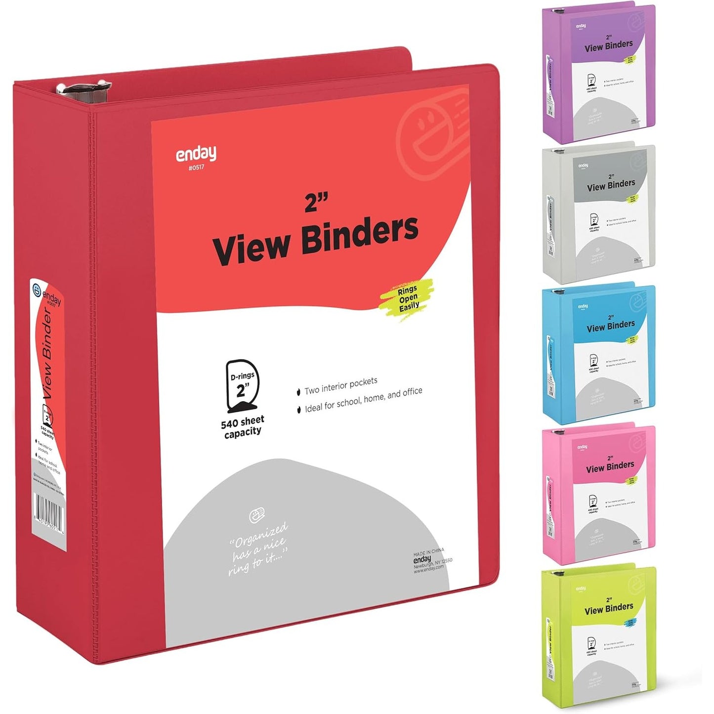 1 Inch 3 Ring Binder 1â€ Binder Black Clear View Cover with 2 Inside Pockets, Colored School Supplies Office and Home Binders â€“ by Enday