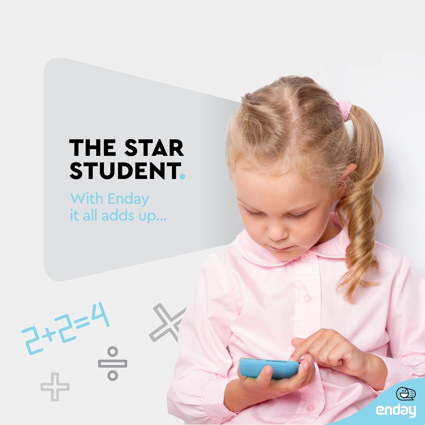 Calculator Blue, Basic Small Solar and Battery Operated, Large Display Four Function, Auto Powered Handheld Calculator School and Kids Available in Green, Red, Purple, Grey, Pink, 1 PK â€“ by Enday